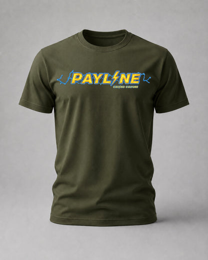 Olive Green High Voltage Payline Tee, Payline Casino Culture