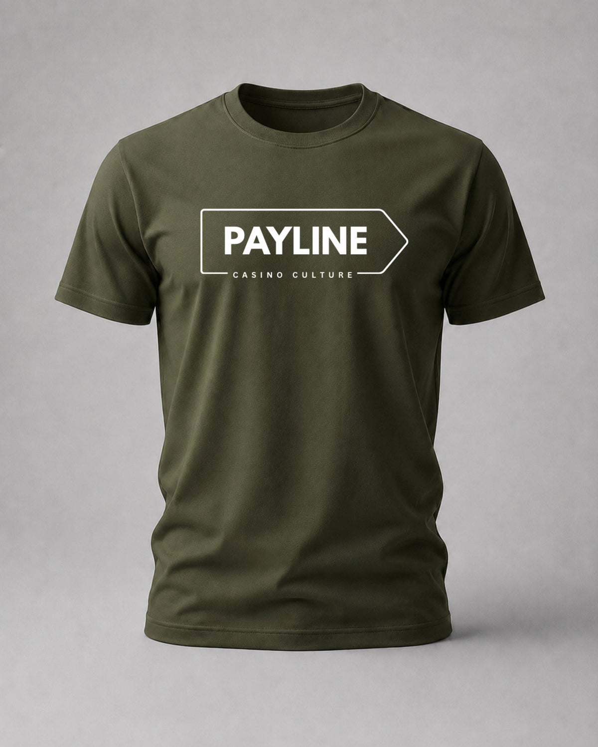 Olive Green Payline Flagship Logo Tee, Payline Casino Culture