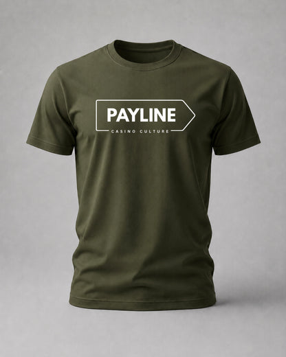 Olive Green Payline Flagship Logo Tee, Payline Casino Culture