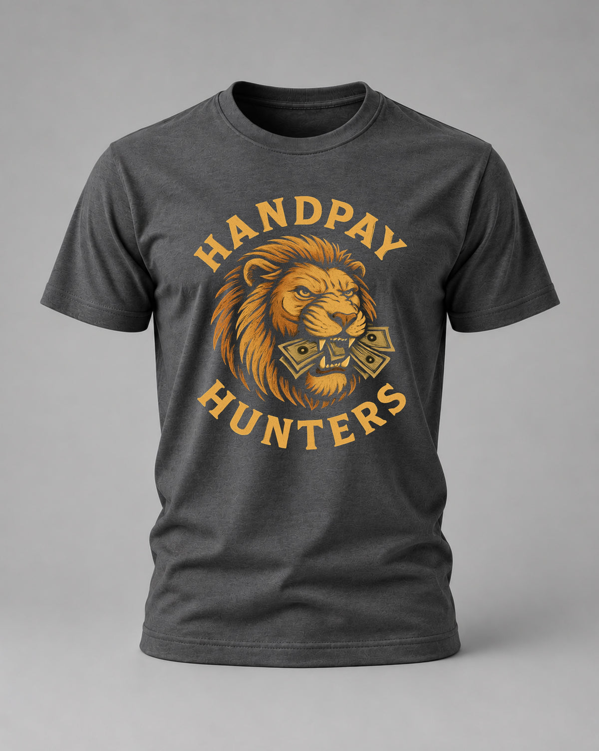 Dark Gray HandPay Hunters Lion Tee, Payline Casino Culture